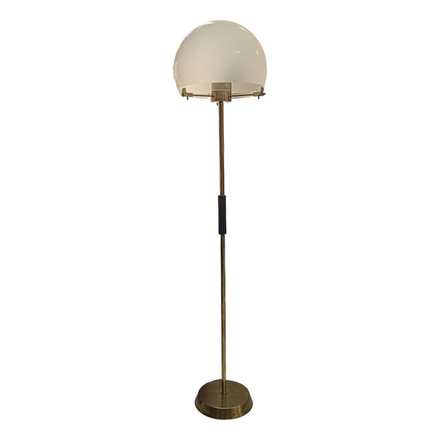 Floor Lamp in Brass and Opal Glass, Italy, 1960s For Sale