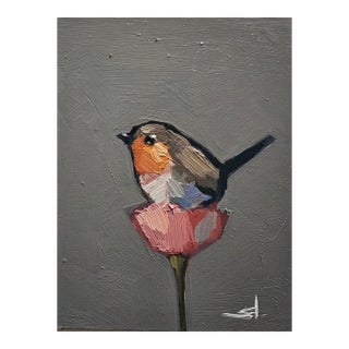 Red Robin Oil Painting by Vivek Mandalia For Sale