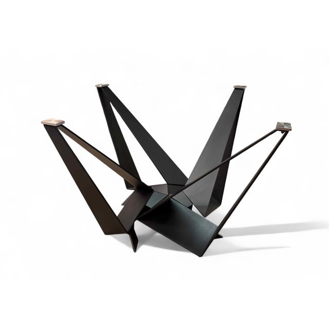 Modern Industrial Abstract Form Steel Dining Table Base For Sale - Image 4 of 7