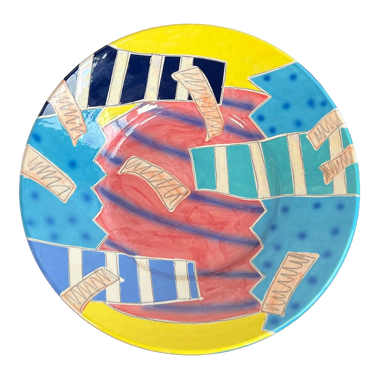 Vintage 1980's Postmodern Abstract Colorful Wall Charger