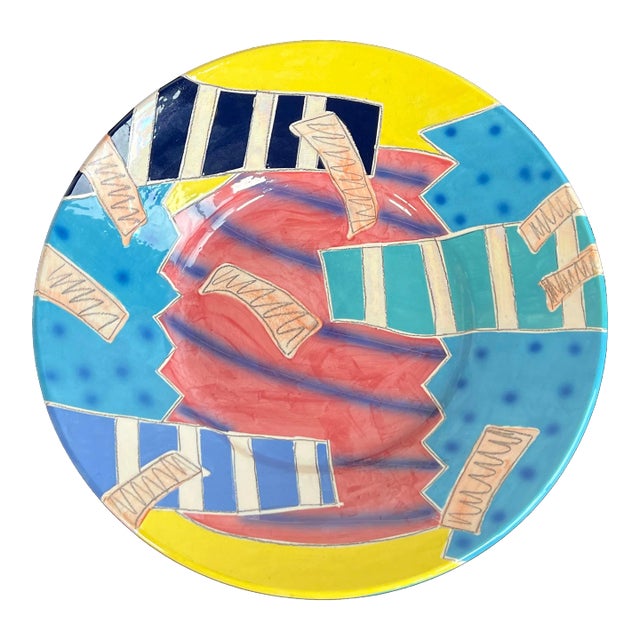 Vintage 1980's Postmodern Abstract Colorful Wall Charger For Sale