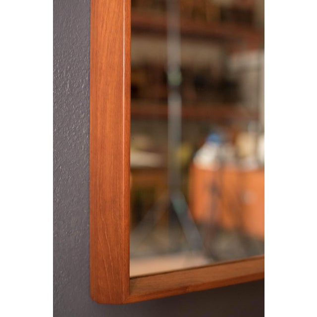 1960s Sculptural Vintage Scandinavian Teak Hanging Wall Mirror For Sale - Image 5 of 10