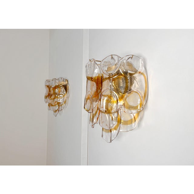 Vintage Italian Murano Wall Lights with 10 Amber Trasparent Glasses, 1990s, Set of 2 For Sale - Image 14 of 18