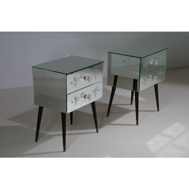 1940s Art Deco Mirrored Bedside Tables, 1950s, Set of 2 For Sale - Image 5 of 18