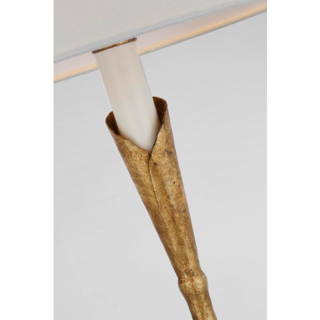 Visual Comfort Chapman & Myers for Visual Comfort Signature Aiden Accent Floor Lamp in Gilded Iron with Linen Shade For Sale - Image 4 of 5