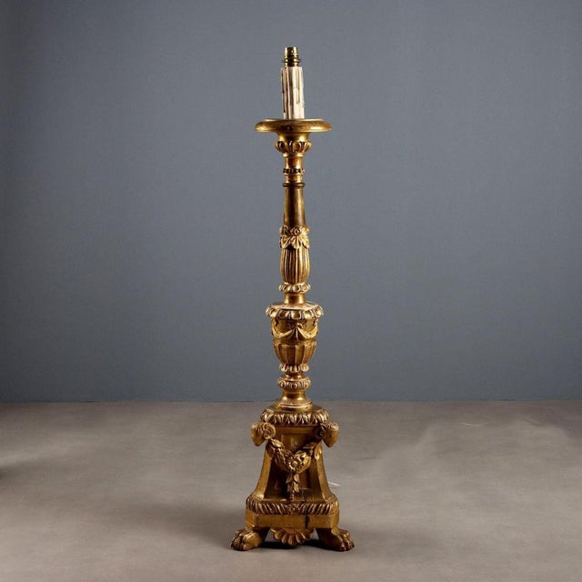 Italian Golden Wooden Torchlight For Sale - Image 12 of 12
