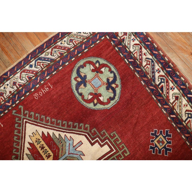 Contemporary Madder Red Armenian Antique Rug, Dated 1940 - 6'5" x 9'1" For Sale - Image 3 of 18