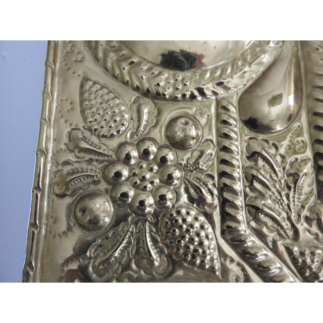 19th Century Dutch Revival Repoussé Brass Octagonal Wall Plaques - A Pair For Sale - Image 12 of 14
