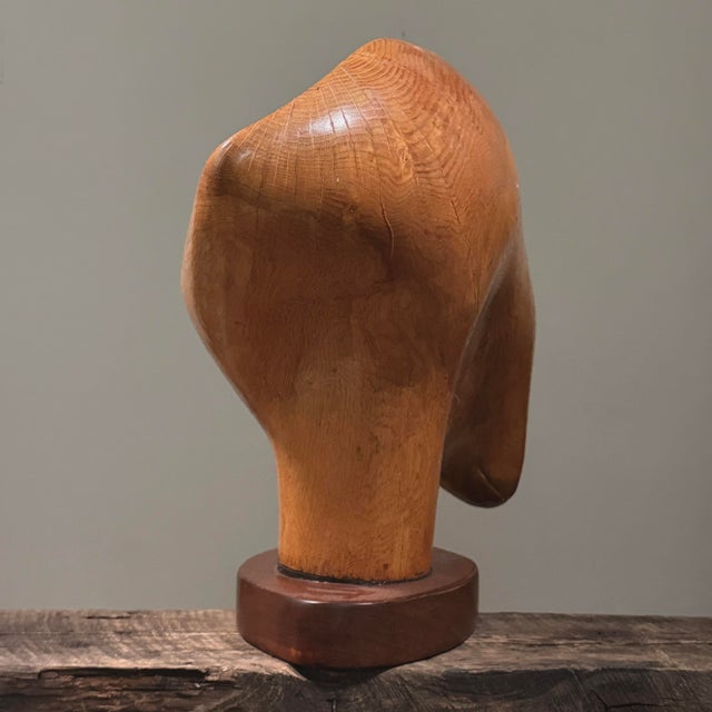 1960s Vintage Monumental Abstract Biomorphic Modernist Wood Sculpture on Stand For Sale - Image 5 of 12