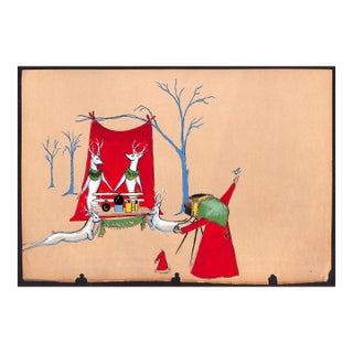 Lanvin Paris Arpege & My Sin Reindeer W/ Santa Photographer C1950s Artwork For Sale