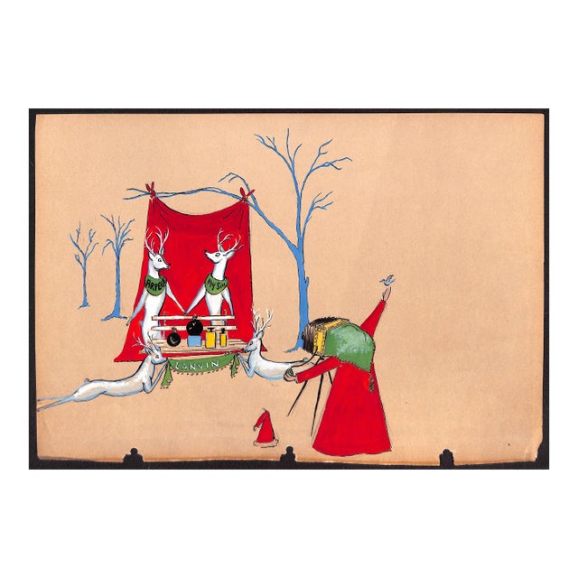 Lanvin Paris Arpege & My Sin Reindeer W/ Santa Photographer C1950s Artwork For Sale