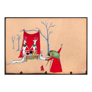 Lanvin Paris Arpege & My Sin Reindeer W/ Santa Photographer C1950s Artwork
