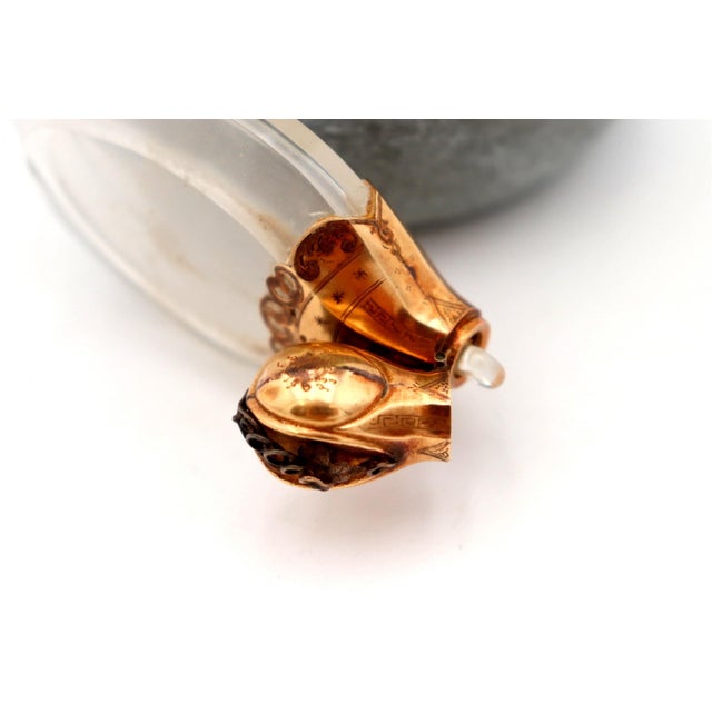 Perfume Bottle in Glass and 15K Gold For Sale - Image 5 of 6