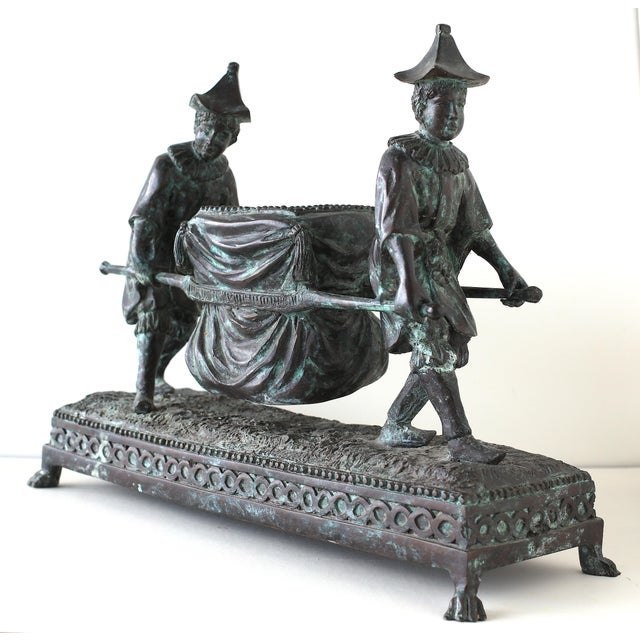 1990s Maitland-Smith Bronze Sculpture of Boys With a Litter For Sale - Image 12 of 16