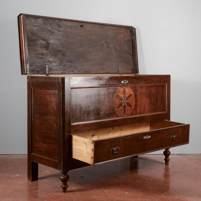 Cassacomo Chest Inlaid and Veneered with Various Woods, Italy, 19th Century For Sale - Image 3 of 18