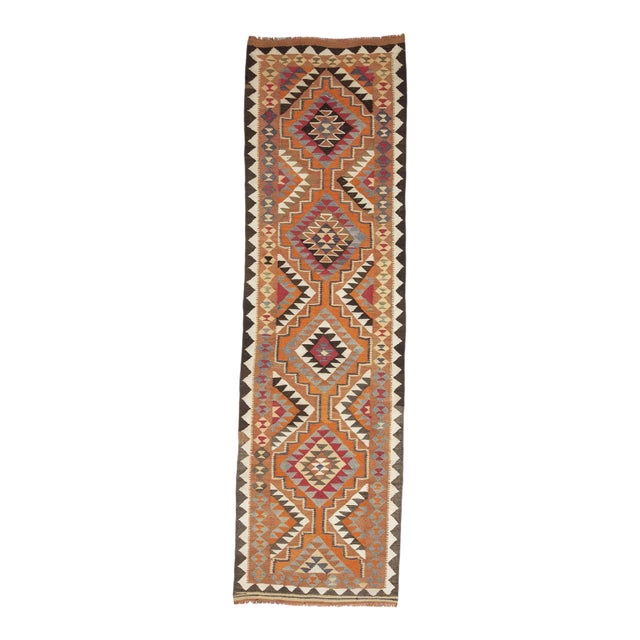 Orange & Brown Vintage Kilim Runner For Sale