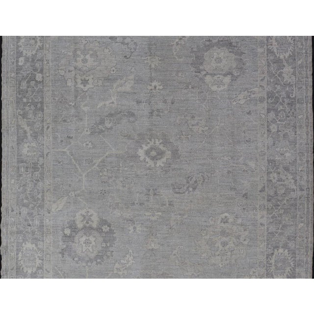 Turkish Oushak Hand Knotted With Floral Motifs by Keivan Woven Arts For Sale - Image 4 of 12