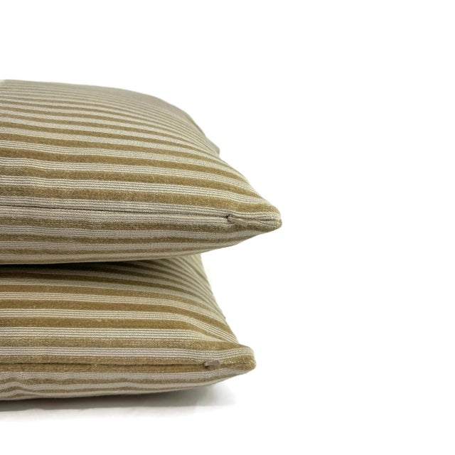 Manuel Canovas Manuel Canovas Vauville in Beige Pillow Cover - Tan Two Tone Stripe Velvet For Sale - Image 4 of 6