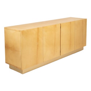 Mid-Century Modern Italian Parchment and Brass Sideboard from Tura Milano, 1970s For Sale