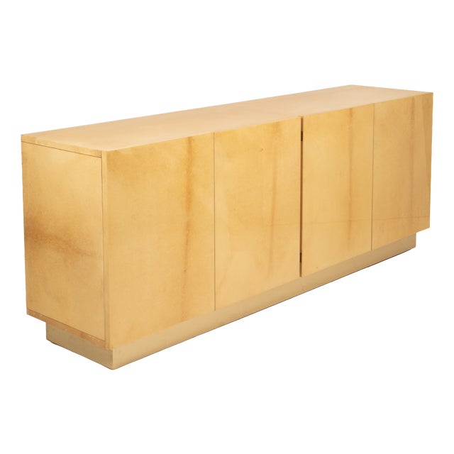 Mid-Century Modern Italian Parchment and Brass Sideboard from Tura Milano, 1970s For Sale
