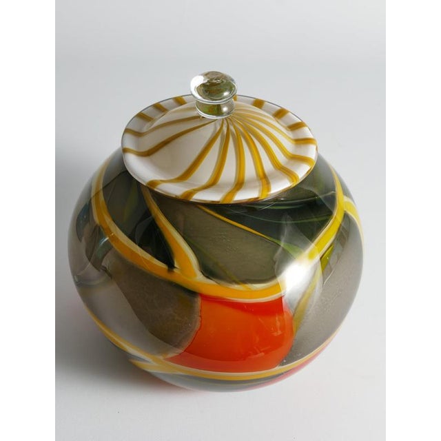 Large Studio Glass Lidded Jar by Ragnar Klenell, Sweden, 2012 For Sale - Image 17 of 18