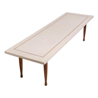 Mid Century Stone and Wood Coffee Table For Sale