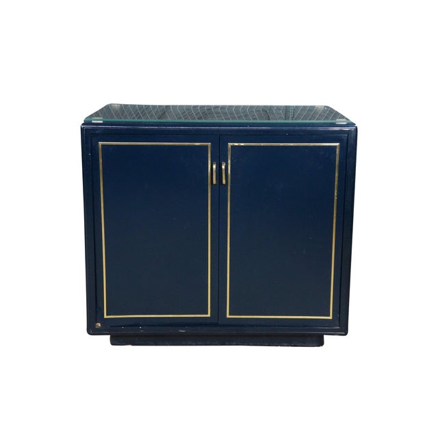 Mid-Century Modern 2 Mid Century John Stuart Navy Blue Lacquer Nightstands Bedside Chests MCM Pair For Sale - Image 3 of 18