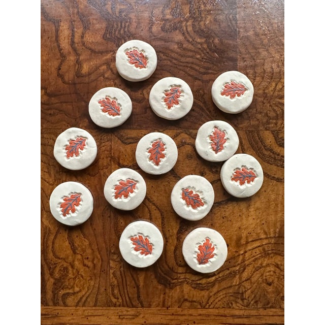 Vintage 1970’s Full Set of Folk Art Handmade Fired Clay Checkers With Handmade Bag For Sale In Los Angeles - Image 6 of 10