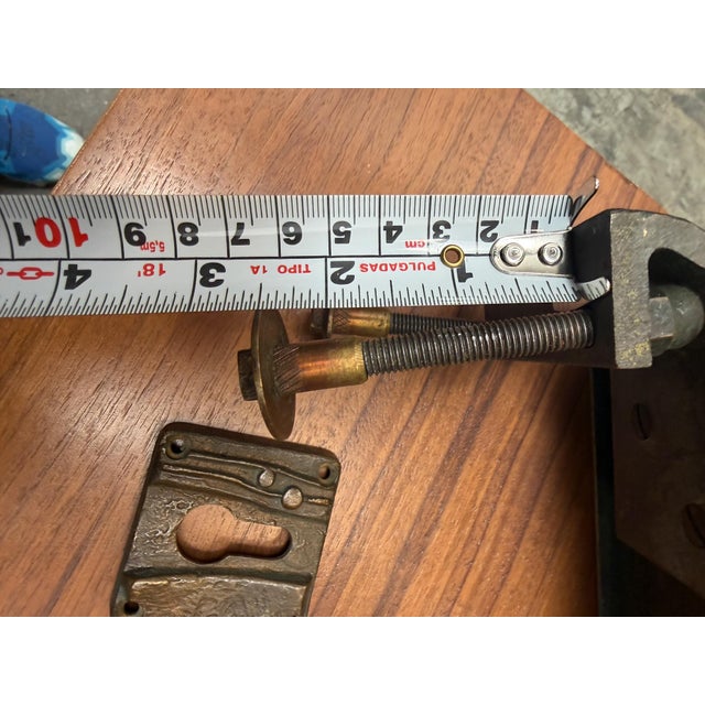 1970s Brutalist German Solid Bronze Door Handle Keyhole For Sale - Image 14 of 15