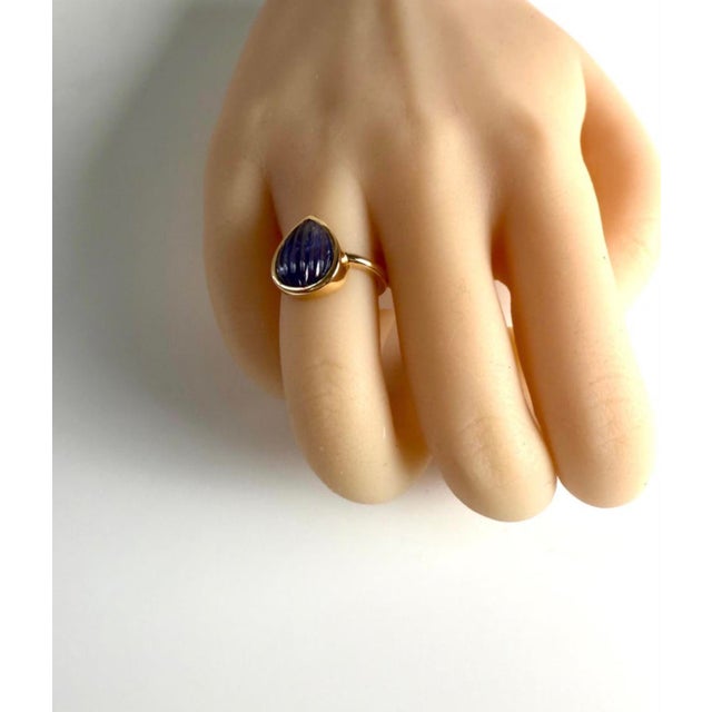 2020s Gia Certified 18k Gold Bezel Solitaire Ring 4.70-carat Burma Sapphire No Heat, Size 6 For Sale - Image 5 of 6