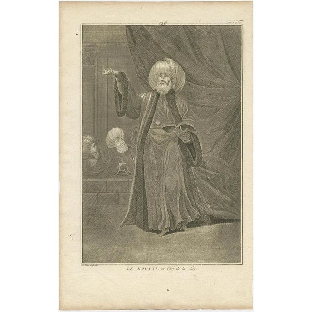 Antique portrait titled 'Le Moufti, ou Chef de la Loy'. Old print of the Mufti or Chief of the Law. A mufti is a Sunni...