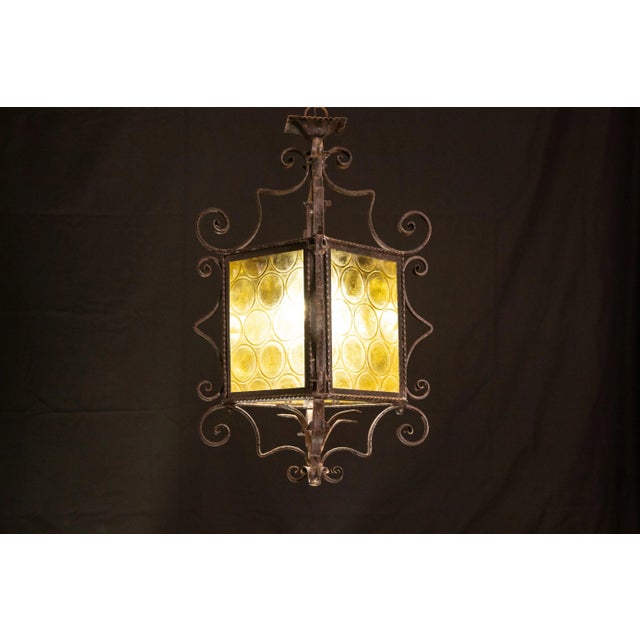 Metal Vintage Italian Iron and Glass Lantern, 1960s For Sale - Image 7 of 12