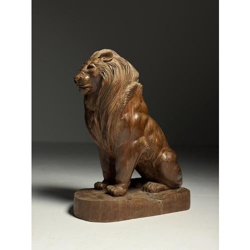 Asian Carved Wood Lion Statue For Sale - Image 16 of 16