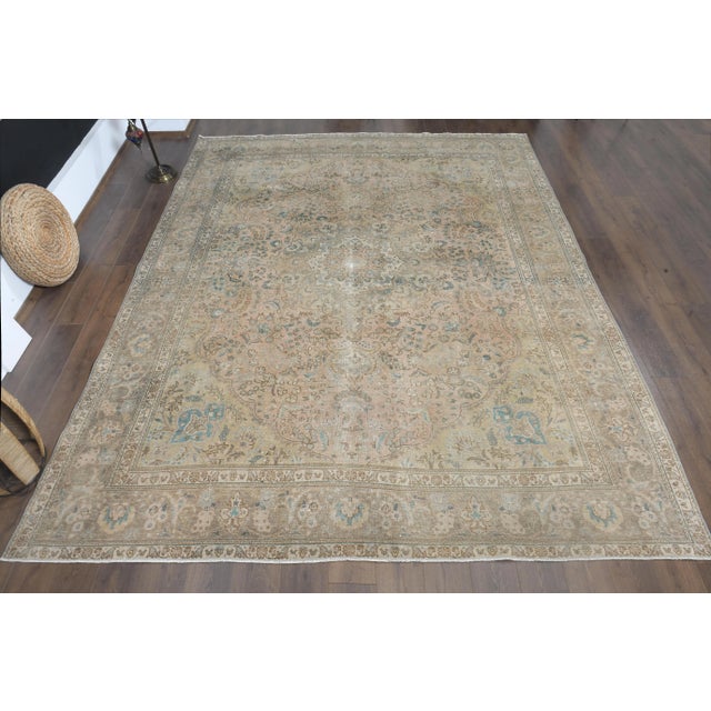 Vintage Persian Hand-Knotted vintage rug is a semi-antique vintage area rug. The '70s Eastern region of Persian's unique...