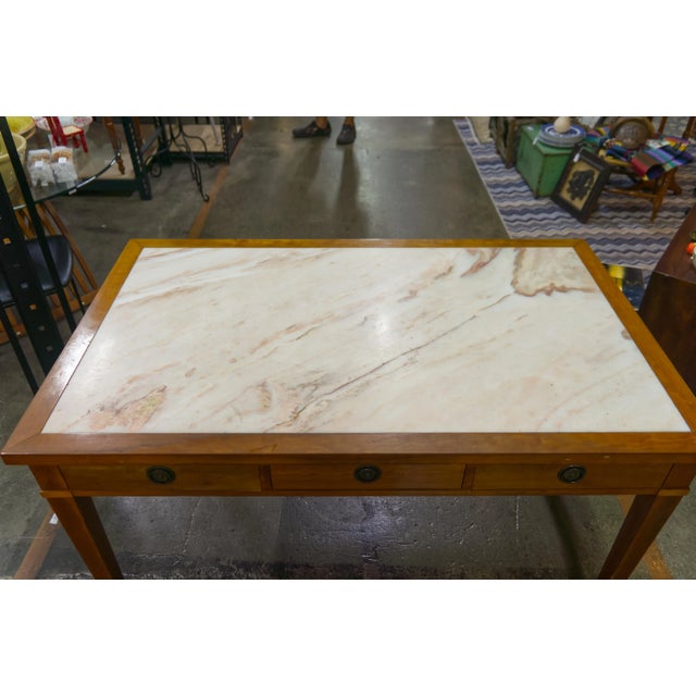 Late 20th Century Pink Marble Top Wooden Desk For Sale In Louisville - Image 6 of 10