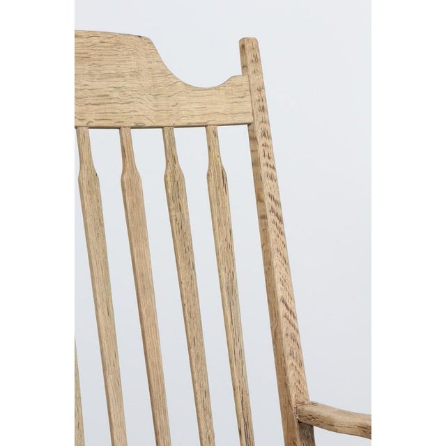 Vintage Scandinavian Oak and Leather Rocking Chair by Henning Kjærnulf, 1970s For Sale - Image 6 of 8