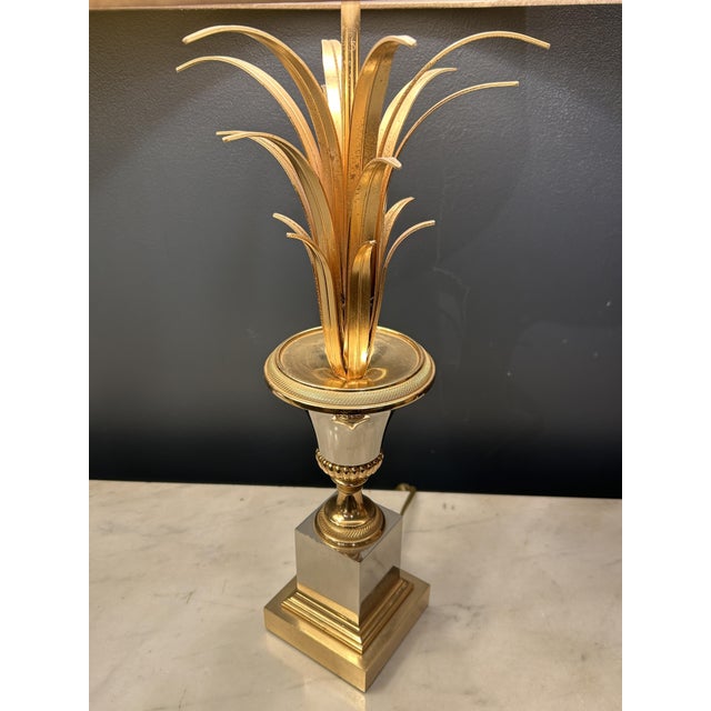 Palm Tree Lamps in Gilt Brass and Chromed Metal in the style of Maison Charles, France, 1970s, Set of 2 For Sale - Image 6 of 10
