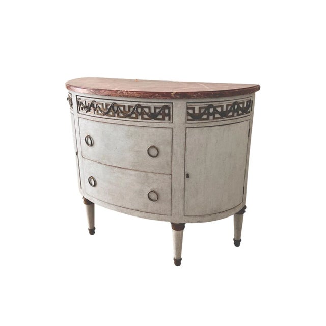 19th Century Swedish Gustavian Demi-Lune Commode For Sale - Image 4 of 11