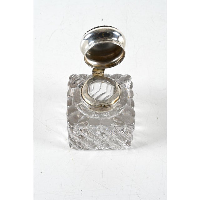Glass Antique Simons Brothers Crystal and Sterling Silver Inkwel For Sale - Image 7 of 8