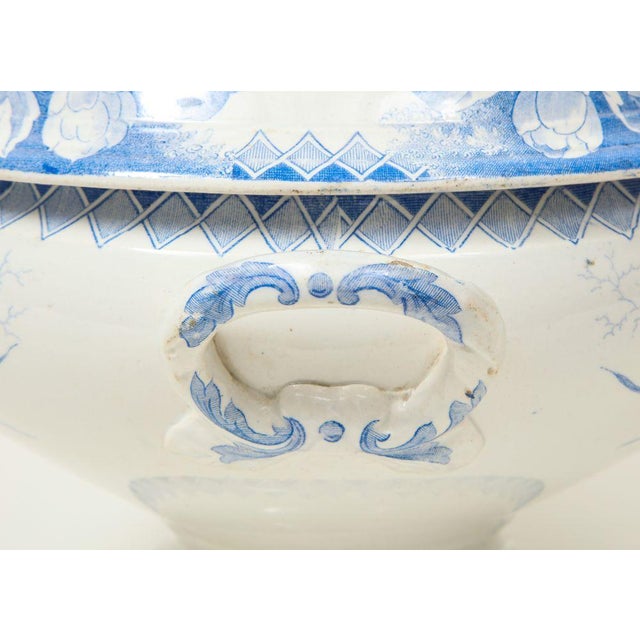 Ceramic Late 19th Century Traditional Creil-Montereau Blue and White Faience Transferware Covered Tureen For Sale - Image 7 of 11