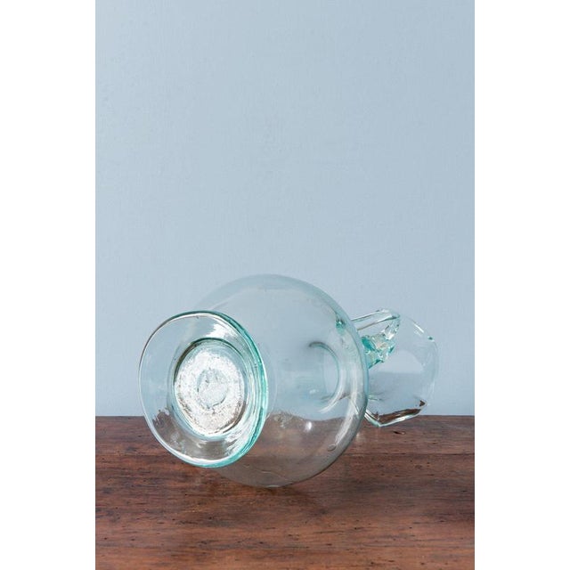 19th Century Spanish Teal Blown Glass Ewer with Stopper For Sale - Image 9 of 11