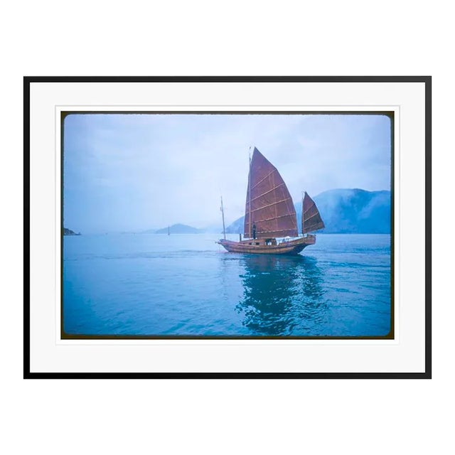 A Junk in Hong Kong Harbour 1959 by Toni Frissell Black Framed For Sale