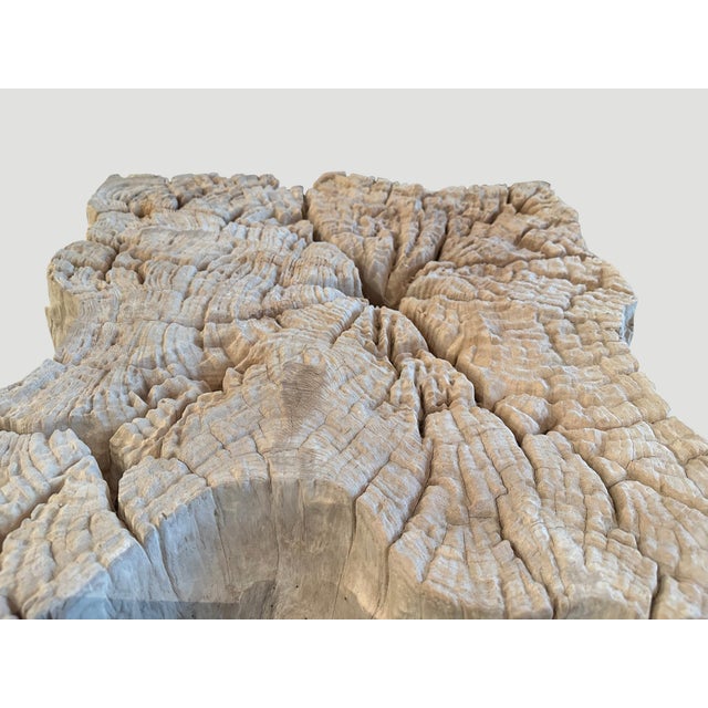 White Andrianna Shamaris Impressive Sculptural Teak Wood Side Table or Coffee Table For Sale - Image 8 of 18