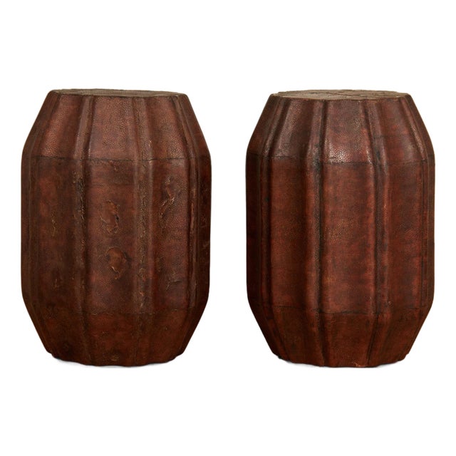 Vintage Pair of Shagreen Garden Seats or Stands For Sale