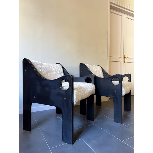 Black Set of Vintage Chairs in Ecofur For Sale - Image 8 of 16