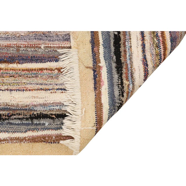 Mid 20th Century Mid 20th Century Decorative Vintage Striped Rag Rug For Sale - Image 5 of 7
