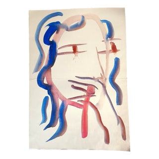 Mario Salmaso, Modern Girls, 1980, Mixed Media on Paper For Sale