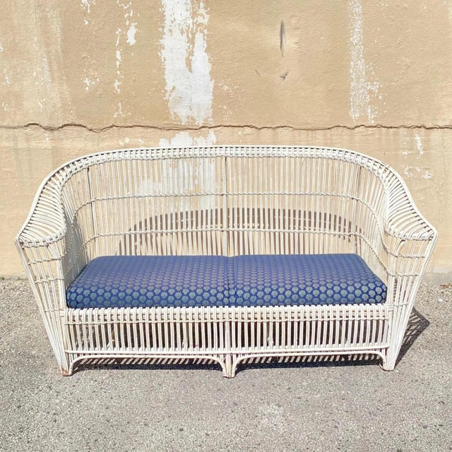 Antique Victorian Wicker Rattan Bentwood Sculptural Sunroom Sofa Set With Chairs For Sale - Image 4 of 14