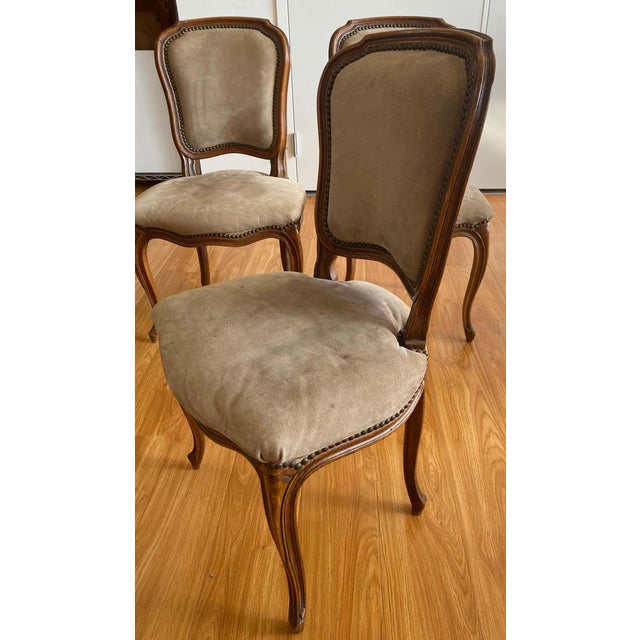 Early 20th Century Three Early 20th Century French Walnut Carved Side Chairs c.1900 For Sale - Image 5 of 7