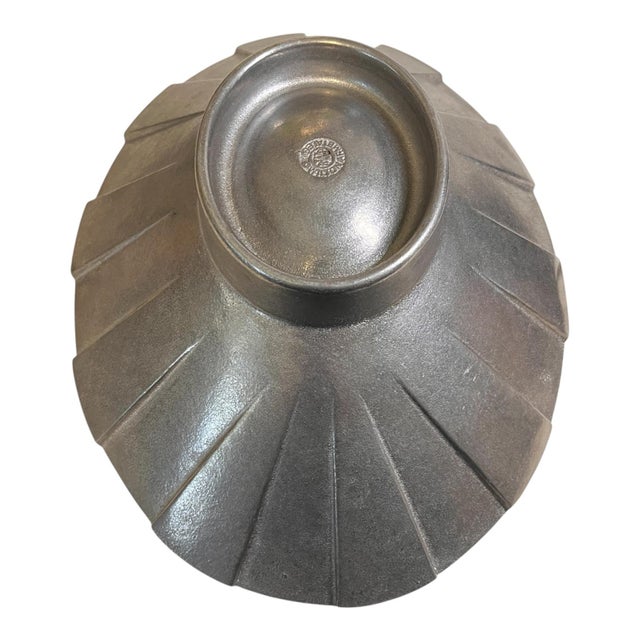 Art Deco Vintage Wilton Armetale Faceted Salad Bowl For Sale - Image 3 of 4
